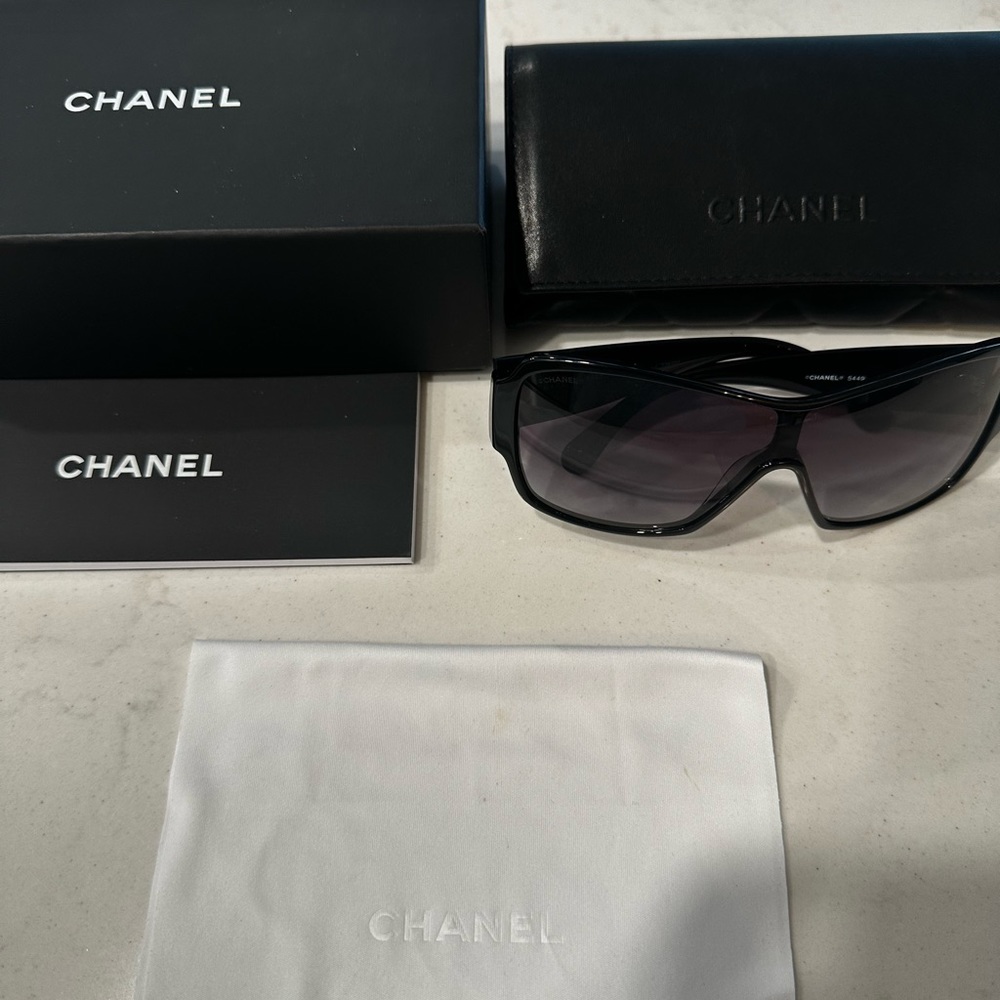 Chanel Embroidered Black Gradient Sunglasses